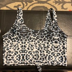 XL Leopard Knot Hem Bikini Top